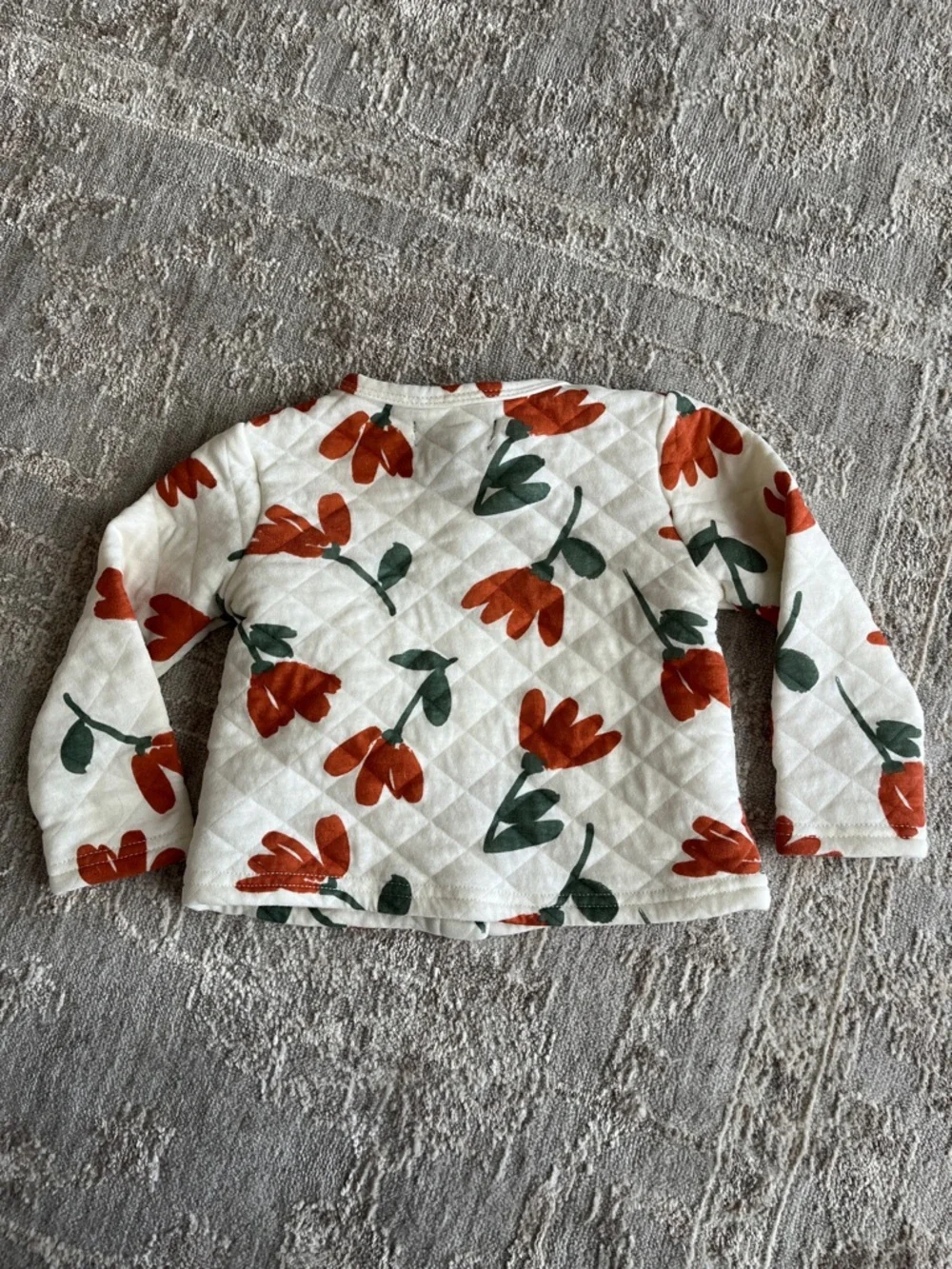 7 For All Mankind Cream Quilted Jacket with Rust Floral Print